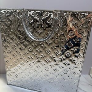 Louis Vuitton Metallic Silver Monogram Sac Plat Tote